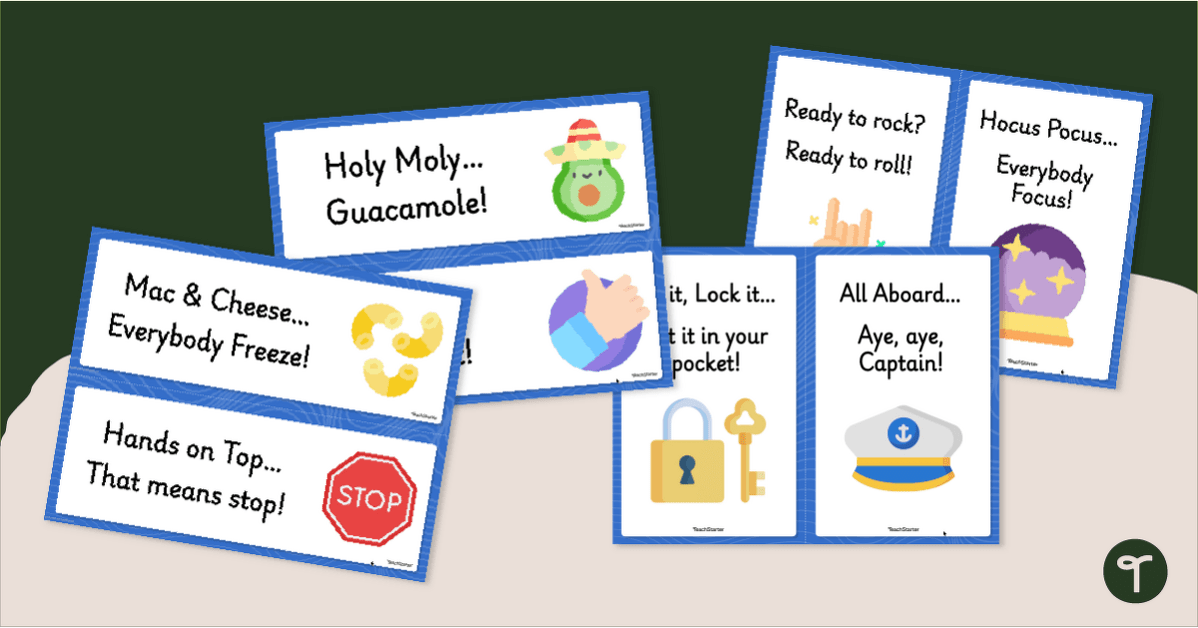 Call-and-Response Classroom Attention Grabbers - Display Cards teaching resource