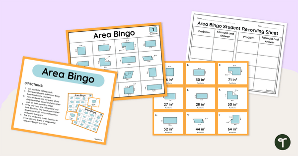 Go to Area of Rectangles Bingo teaching resource