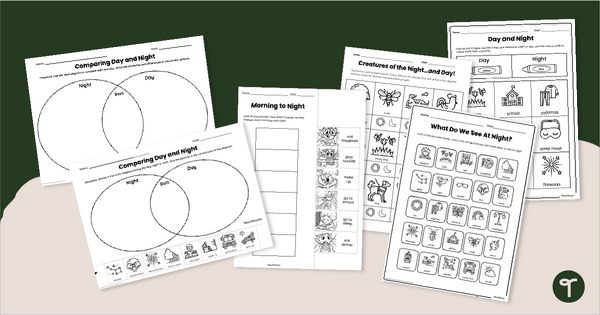 Go to Day and Night Venn Diagram & Worksheet Pack teaching resource