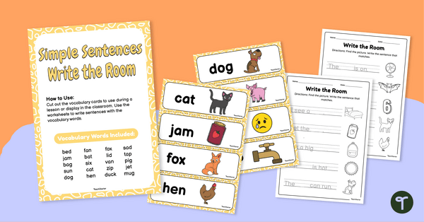 Go to Writing Simple Sentences - Write the Room Activity teaching resource