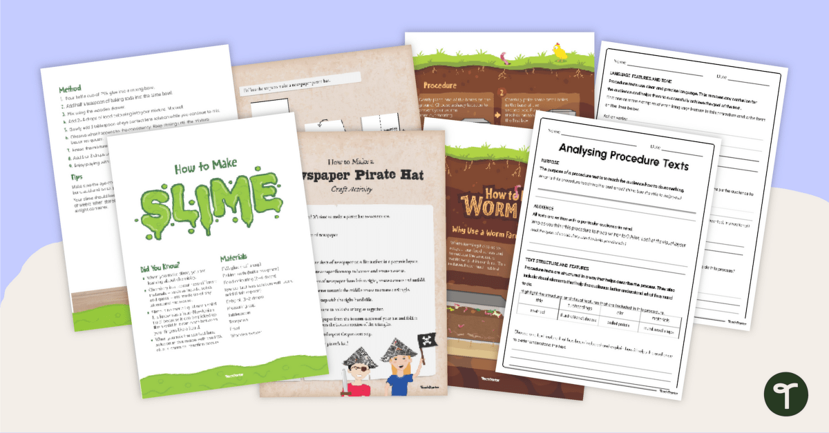 Procedural Text Examples and Analysis Worksheet teaching resource