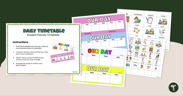 Go to Visual Daily Timetable teaching resource