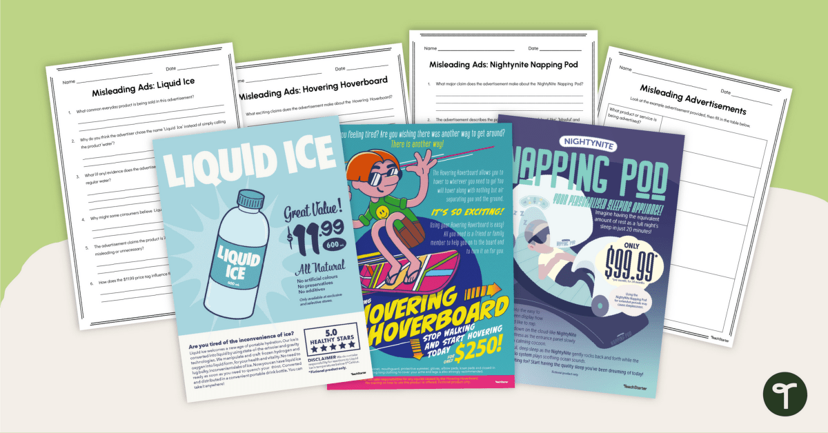 Misleading Advertising Examples and Analysis Worksheets teaching resource