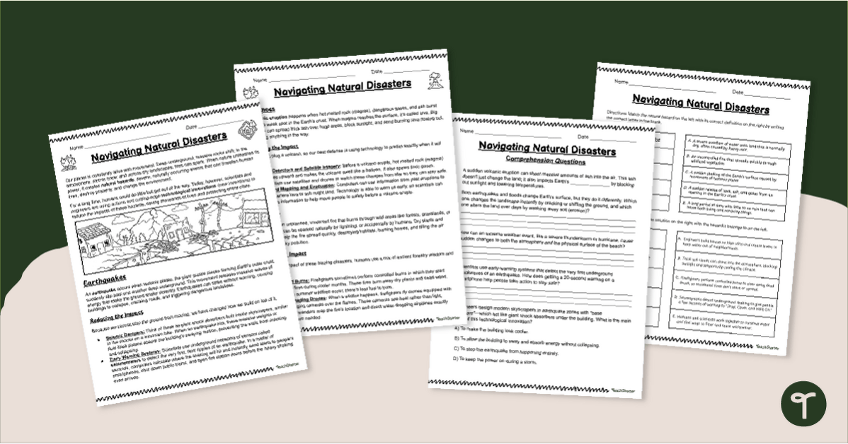 Navigating Natural Disasters Worksheets teaching resource