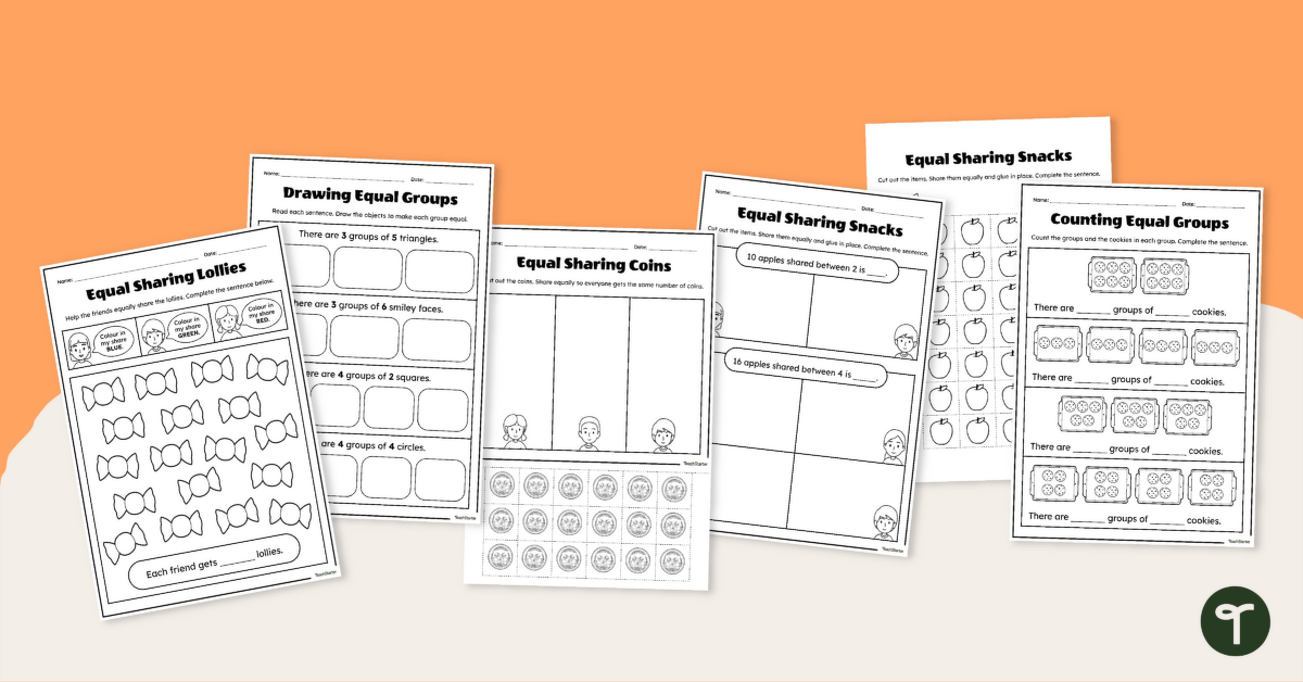 Sharing Equally — Year 1 Worksheet Pack teaching resource