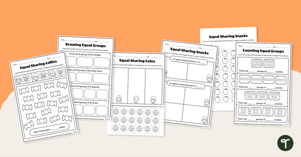 Go to Sharing Equally — Year 1 Worksheet Pack teaching resource