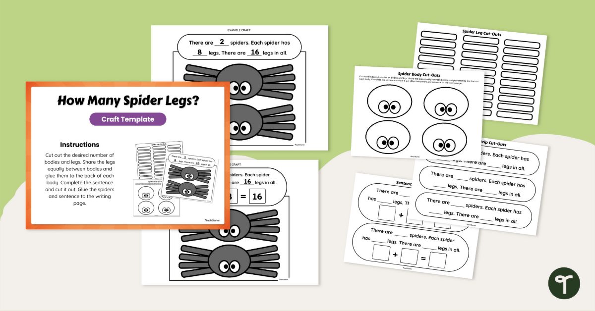 How Many Legs on the Spiders? Equal Sharing Activity teaching resource