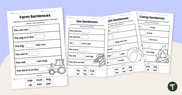Go to Simple Sentences Cut and Paste Worksheets teaching resource