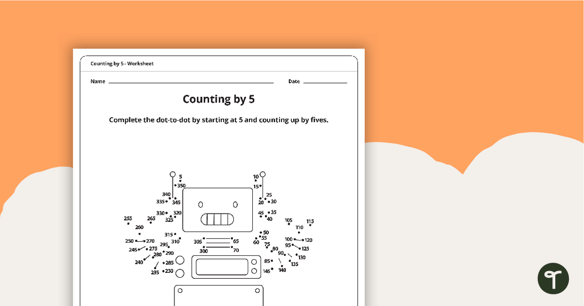 Dot-to-Dot Drawing - Counting by 5 - Robot teaching resource