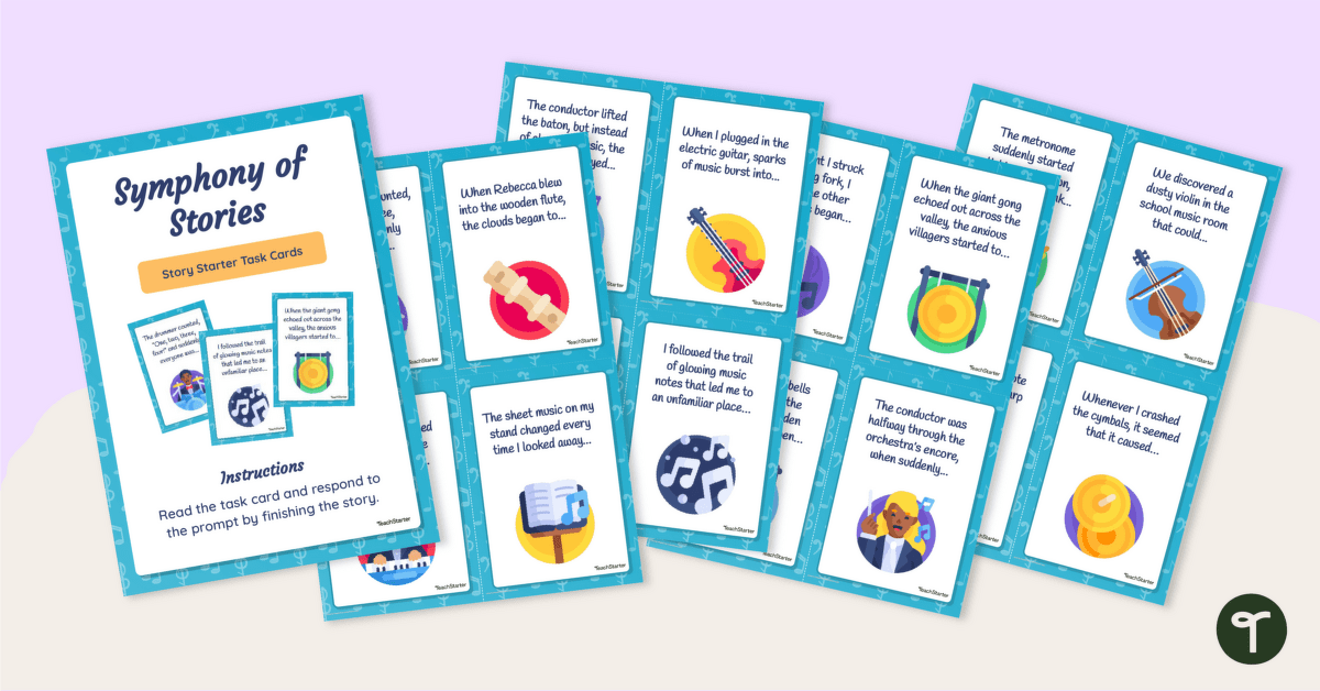 Musical Story Starter Task Cards teaching resource