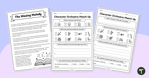 Go to Character Orchestra Match Up - Book Week Activity teaching resource