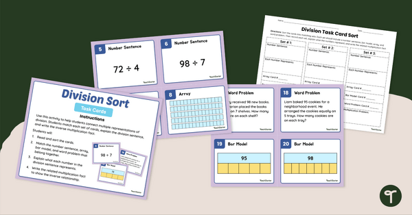 Go to Division Task Cards — Solve and Sort teaching resource