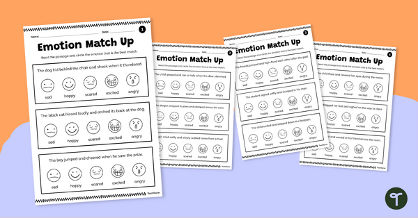 Go to Emotion Match Passages Worksheet Pack teaching resource