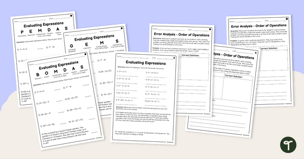 Go to Order of Operations Worksheet Pack teaching resource