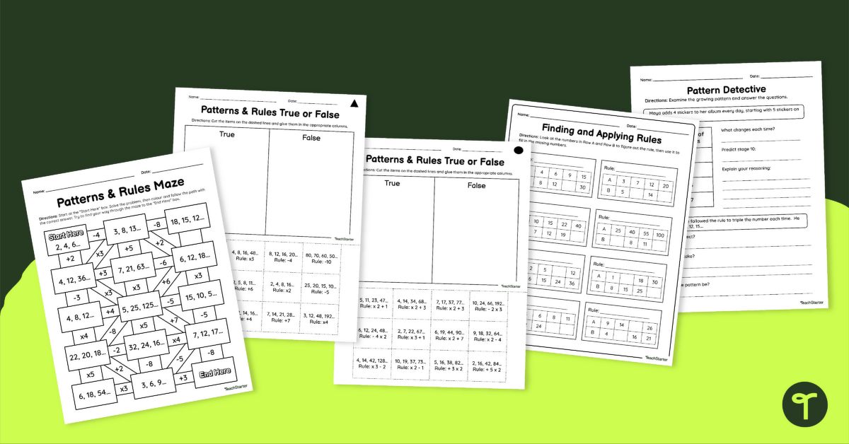 Number Patterns Year 6 Worksheet Pack teaching resource