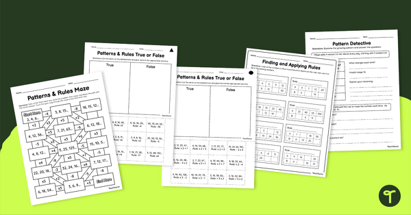 Go to Number Patterns Year 6 Worksheet Pack teaching resource
