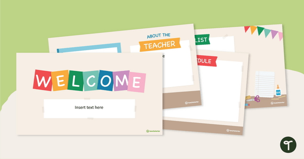 Go to Google Slides Meet the Teacher Slideshow Template teaching resource