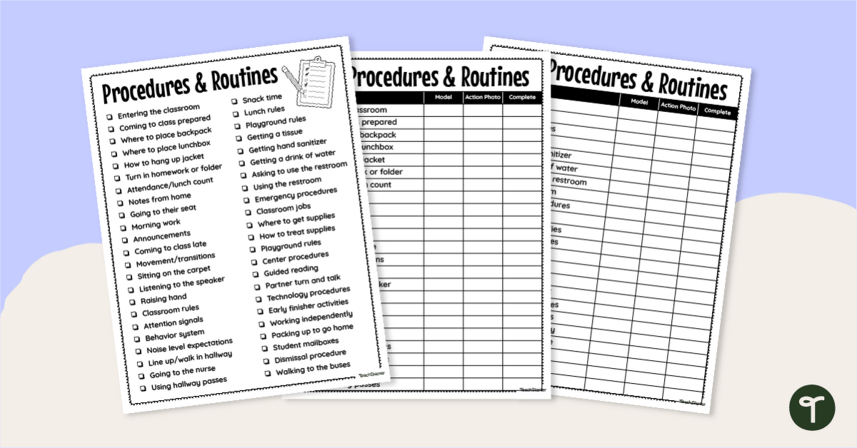 Classroom Procedures Checklist teaching resource