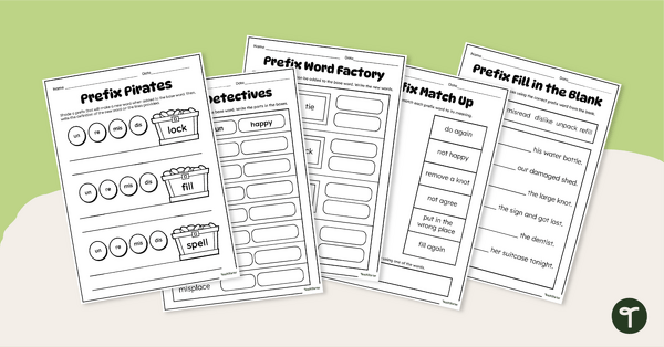 Go to Prefix Worksheet Pack - Year 2 teaching resource