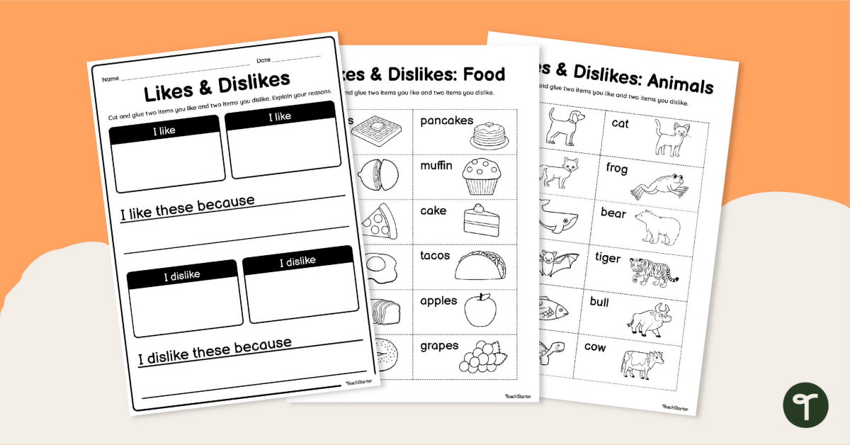 Likes and Dislikes Worksheets teaching resource