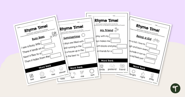 Go to Poetry Rhyming Worksheets teaching resource