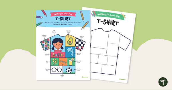 Go to All About Me T-Shirt Design Template teaching resource