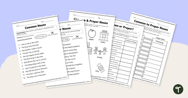 Go to Common Nouns and Proper Nouns Worksheet Set teaching resource