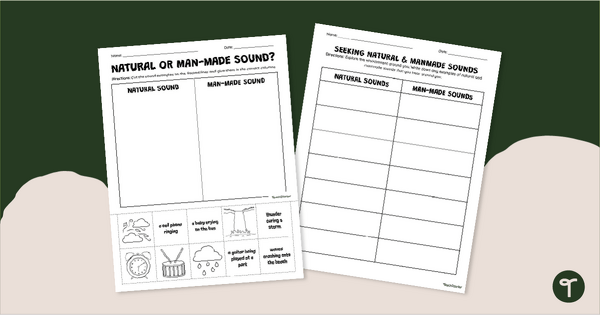 Go to Natural or Man-Made Sound? Grade 2 Worksheet Pack teaching resource