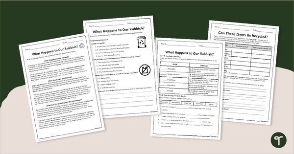 Go to Alternatives to Single Use Plastics - Worksheet Pack teaching resource