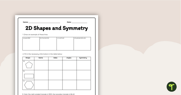 Image of Shapes and Symmetry - Worksheet