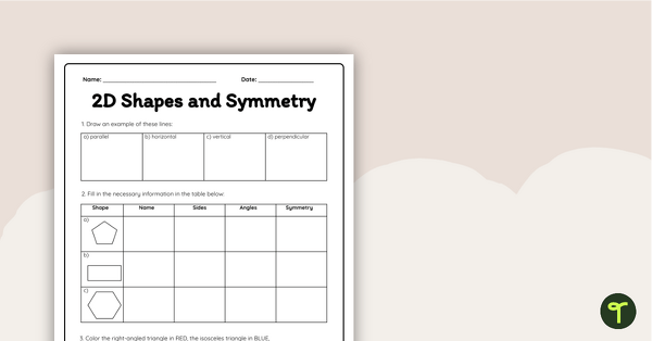 Go to Shapes and Symmetry - Worksheet teaching resource