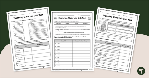Go to Exploring Materials Unit Assessment teaching resource