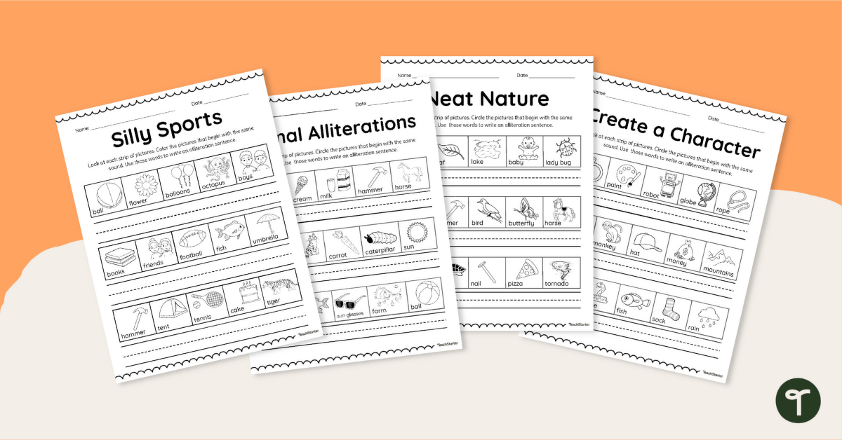 Inventing Alliterations Worksheet teaching resource