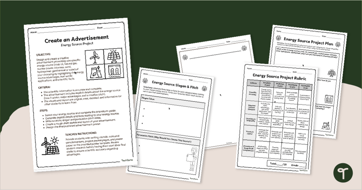 Alternative Energy Sources Poster Project teaching resource