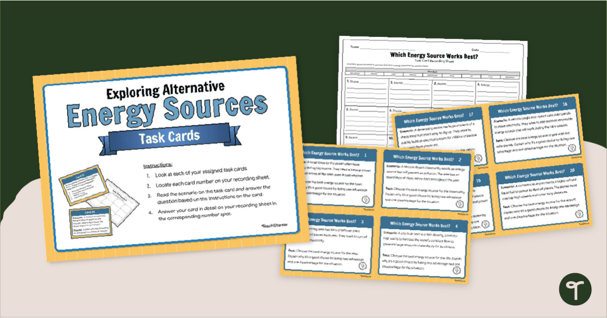 Alternative Energy Source Activity Cards teaching resource