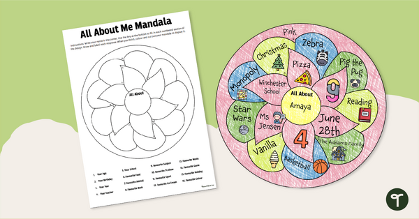 Go to All About Me Mandala - Get to Know You Template teaching resource