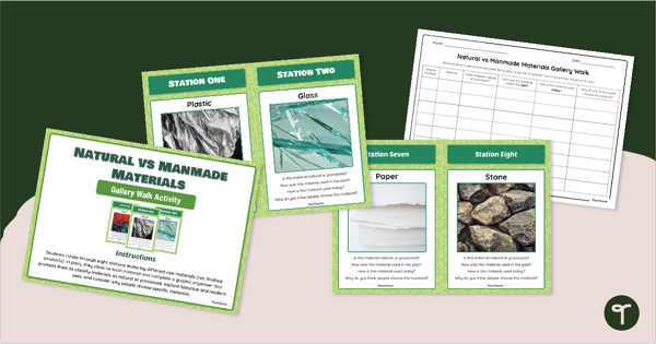 Go to Man-Made vs Natural Materials Gallery Walk Activity teaching resource