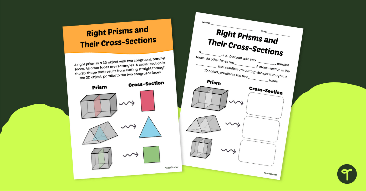 Right Prisms and their Cross-Sections Poster teaching resource