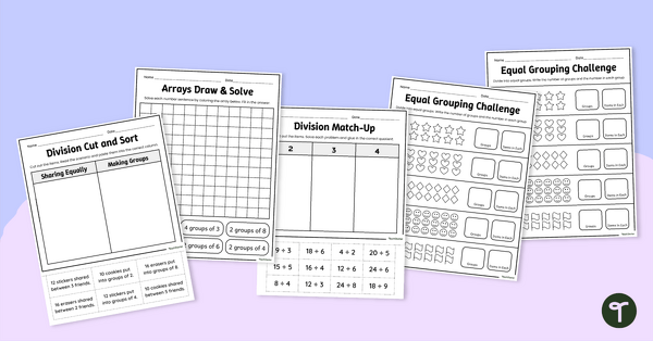 Go to Division Worksheet Pack — Third Grade teaching resource