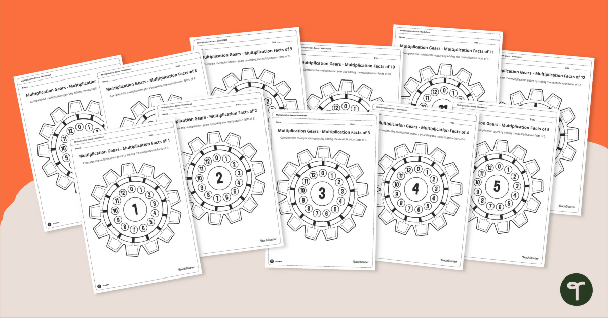 Multiplication Gears — Facts 0 to 12 teaching resource