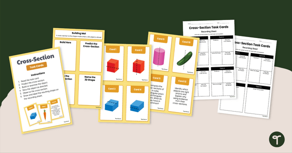 Go to 3D Shapes Cross Sections Building Mat with Task Cards teaching resource