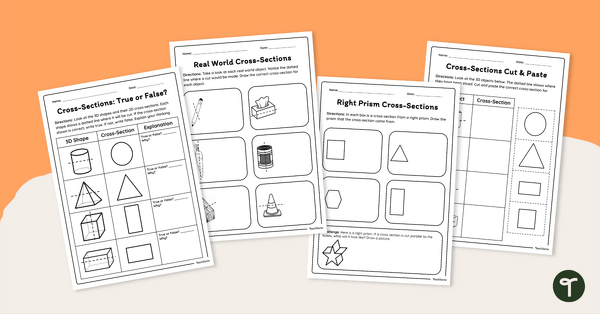 Go to Cross Section of 3D Shapes Worksheet Pack teaching resource