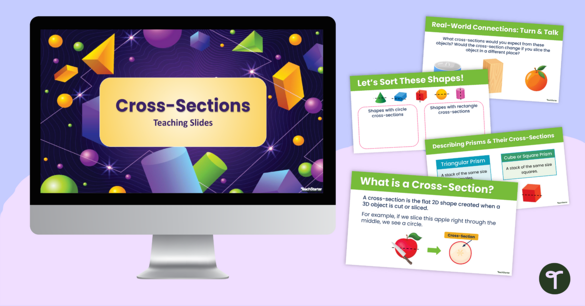 Cross-Sections of 3D Shapes Teaching Slides teaching resource