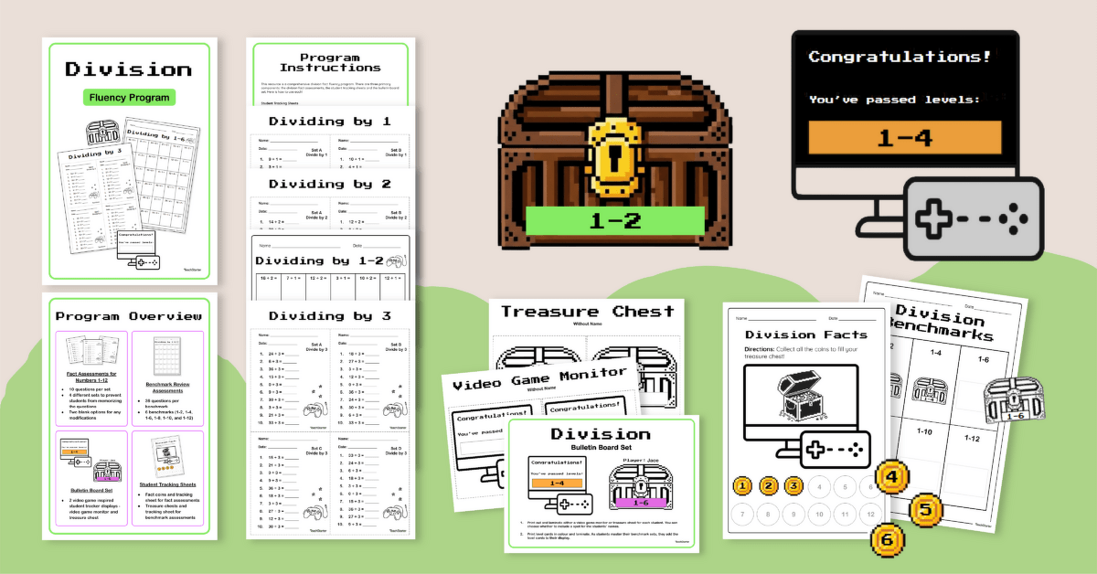 Division Fact Fluency System (Facts 1-12) teaching resource