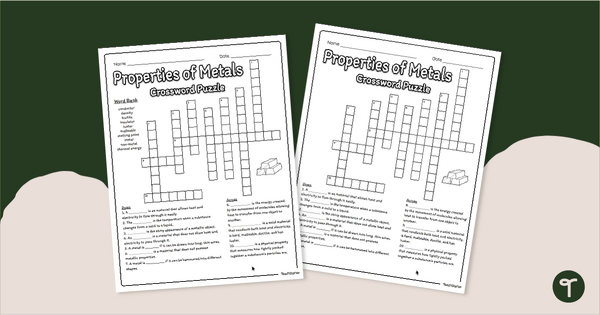 Go to Physical Properties of Metals Crossword Puzzle teaching resource