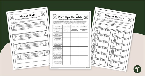 Go to Material Properties Worksheets (4-5) teaching resource