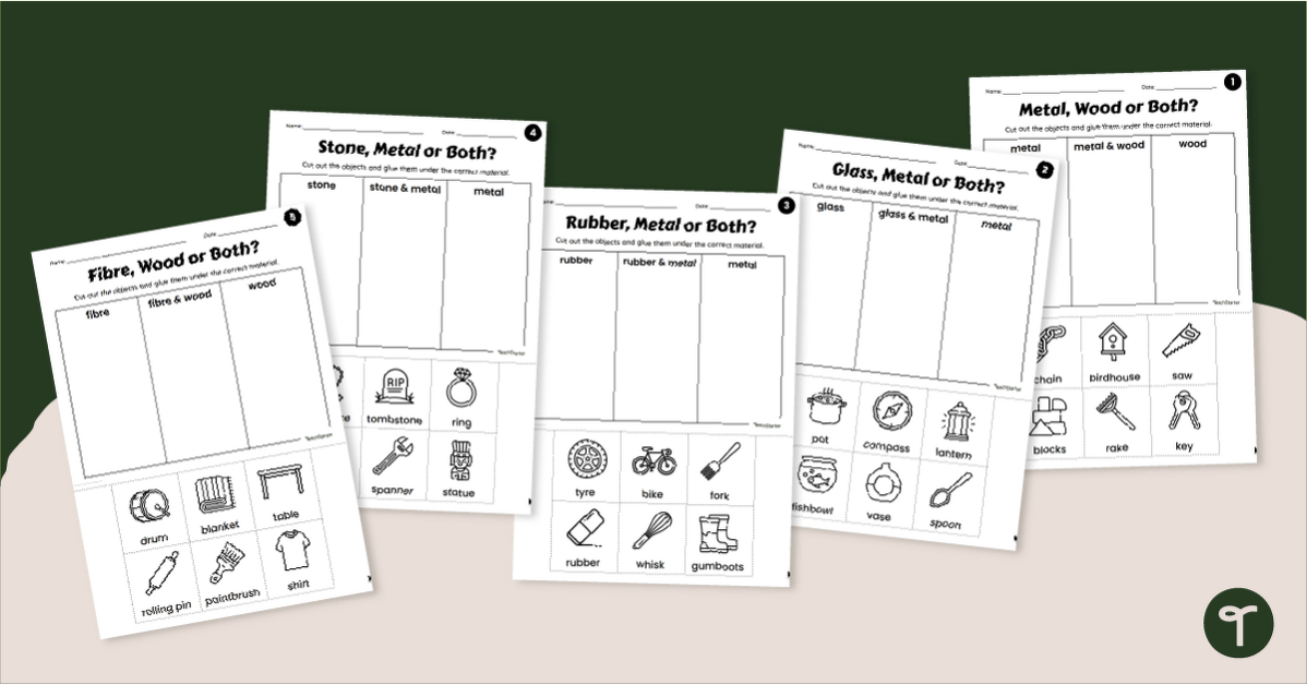 What’s It Made Of? Comparing Materials Worksheets (F-1) teaching resource