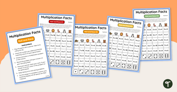 Go to Roll and Race Multiplication Dice Games â Year 3 and 4 teaching resource