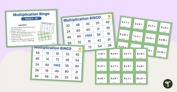 Go to Multiplication Bingo - Times Table Facts 1-10 teaching resource