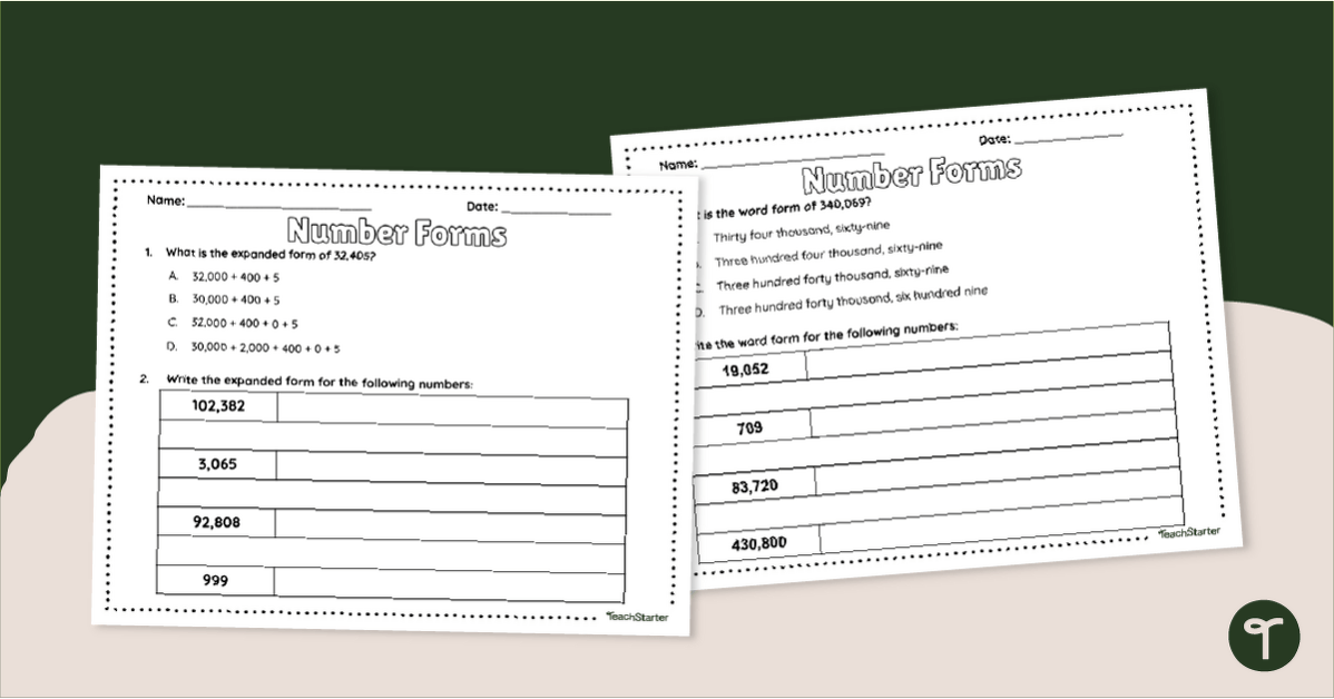 Number Forms Quiz teaching resource